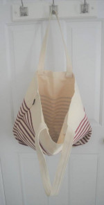 J Crew Large White and Red Canvas Tote Bag