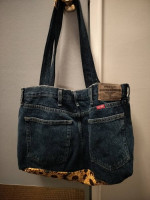 Tote bag denim jeans with pockets