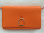 RALPH LAUREN LEATHER CROSSBODY WOMEN'S BAG, ORANGE, DUST BAG, BOX, NEW