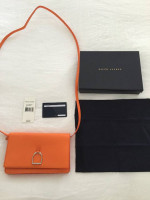 RALPH LAUREN LEATHER CROSSBODY WOMEN'S BAG, ORANGE, DUST BAG, BOX, NEW