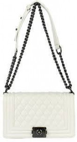 Leather Iconic Quilted Flap Shoulder Bag, Ivory/Cream with receipt NEW