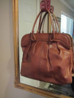 Big Brown Messenger Bag/ Tote Raw Leather Inside