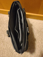 Leather trim reinforced nylon Notebook or tablet Tote Bag Black Padded