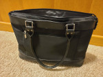Leather trim reinforced nylon Notebook or tablet Tote Bag Black Padded