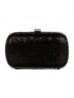 BOTTEGA VENETA BLACK LIZARD-TRIMMED BEADED CLUTCH, EVENING BAG