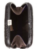 BOTTEGA VENETA BLACK LIZARD-TRIMMED BEADED CLUTCH, EVENING BAG
