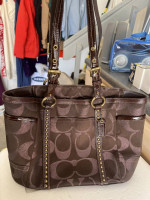 Coach Brown and Pink Canvas Bag