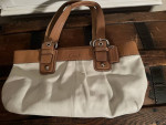 Coach Brown and White Leather Bag