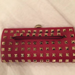 Valentino Garavani Rockstud Red Evening Clutch, dust bag/box/recpt NEW