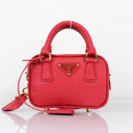 PRADA Saffiano Lux Leather Mini Cross Body Bag, red, w/dust bag, New