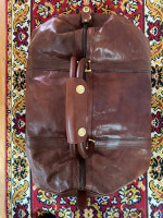 Reduced Vintage Fiocchi Italy large duffel Leather Handmade Brown Bag