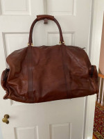 Reduced Vintage Fiocchi Italy large duffel Leather Handmade Brown Bag