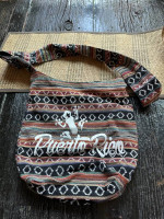 Large hand done Puerto Rico large zippered cloth bag
