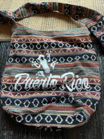 Large hand done Puerto Rico large zippered cloth bag