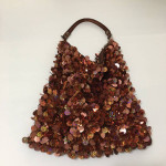Shoulder Bag Dangling Sequin / Bead Hobo Evening Purse ♦ Copper / Rust