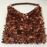 Shoulder Bag Dangling Sequin / Bead Hobo Evening Purse ♦ Copper / Rust