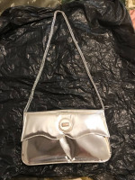 Silver shoulder evening bag
