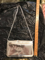 Silver shoulder evening bag