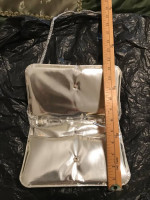 Silver shoulder evening bag