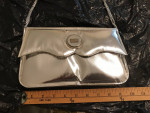 Silver shoulder evening bag