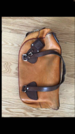 Prada - Rare Bowler BagColor: Orange / Red / Brown Material: Distresse