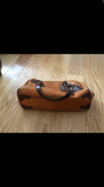 Prada - Rare Bowler BagColor: Orange / Red / Brown Material: Distresse