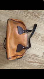 Prada - Rare Bowler BagColor: Orange / Red / Brown Material: Distresse