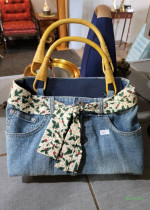 Women's Denim Handmade Lined Purse Shoulder Bag Folk Art Calvin Klein