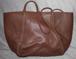 BCBG PARIS Reversible Tote & Crossbody Bag in Brown/Black Leather