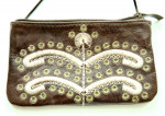 Embroidered fine leather compact small bag / purse from Macedonia