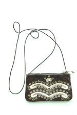 Embroidered fine leather compact small bag / purse from Macedonia