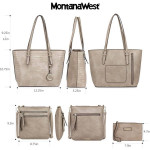 Women Handbag Set Tote Bag Large & Medium Shoulder Purse Set (2 dif colors, 2 of