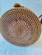 Okllen Round Rattan Bag for Women Bohemian Style Handwoven Straw Cross