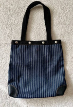 Tommy Hilfiger Blue/White Canvas Bag w/ Leather Trim - LIKE NEW!