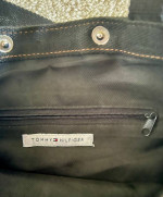 Tommy Hilfiger Blue/White Canvas Bag w/ Leather Trim - LIKE NEW!