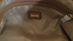 IMAN Global Chic Tote Bag Brown with Turquoise Beads.