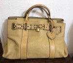 Luella Tan Italian Pebbled Leather Large Shoulder Bag