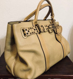 Luella Tan Italian Pebbled Leather Large Shoulder Bag