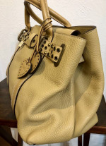 Luella Tan Italian Pebbled Leather Large Shoulder Bag