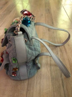 Women's European Fancy Party Floral Back Pack Bag Blue Denim Trimmed w