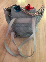 Women's European Fancy Party Floral Back Pack Bag Blue Denim Trimmed w