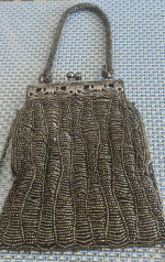 Inge Christopher Beaded Hand Bag With Metal Strap