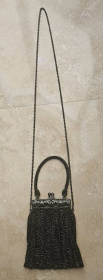 Inge Christopher Beaded Hand Bag With Metal Strap