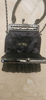 Inge Christopher Beaded Hand Bag With Metal Strap