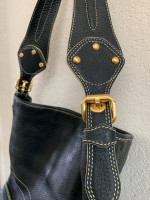 Maxx New York Black Leather Tote Bag
