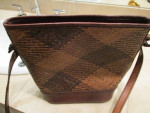 Plaid leather and woven bag- new