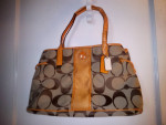 Coach tote purse orange trim bag