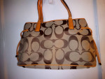Coach tote purse orange trim bag