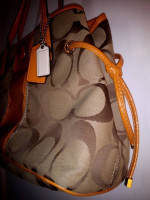 Coach tote purse orange trim bag