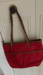 authentic Michael Kors red carry bag totes